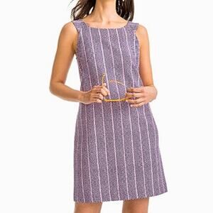 Southern Tide Audrey Ikat Chevron Mini Shift Dress Pink Size 4 Blue Gold Zip